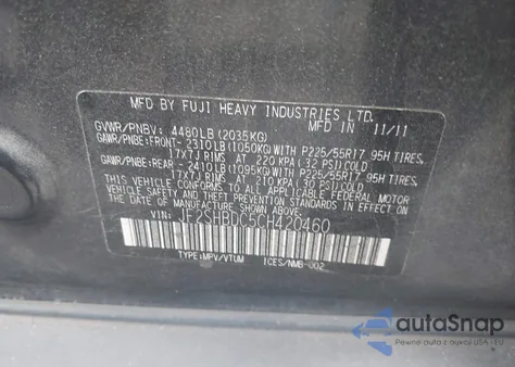 2012 Subaru Forester 2.5X Premium from USA, damaged, VIN JF2SHBDC5CH420460